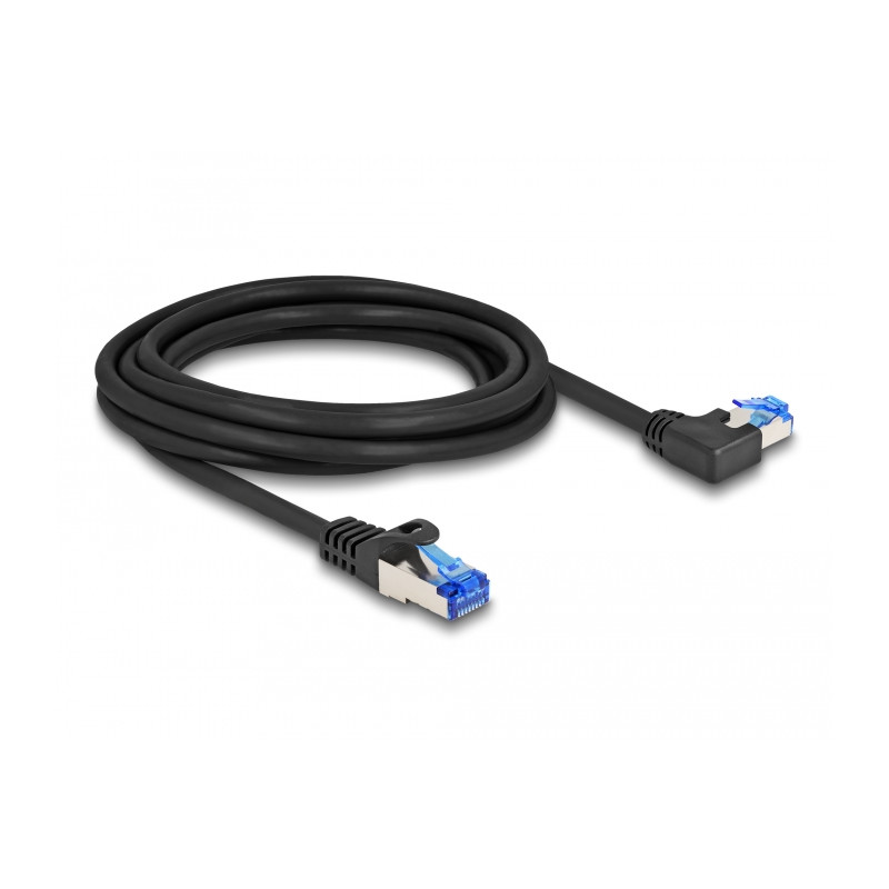 Delock RJ45 Netzwerkkabel Cat.6A S/FTP gerade / links gewinkelt 3 m schwarz
