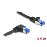 Delock RJ45 Netzwerkkabel Cat.6A S/FTP gerade / rechts gewinkelt 0,5 m schwarz