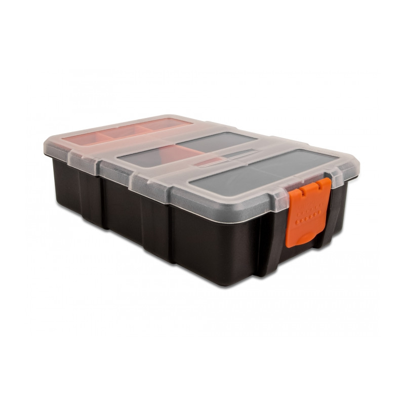 Delock Sortimentsbox mit 11 Fächern 220 x 155 x 60 mm orange / schwarz