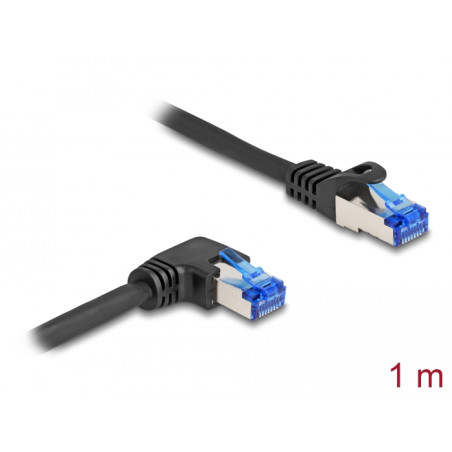 Delock RJ45 Netzwerkkabel Cat.6A S/FTP gerade / rechts gewinkelt 1 m schwarz
