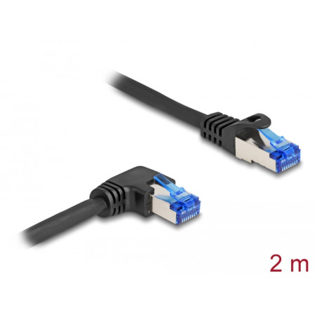 Delock RJ45 Netzwerkkabel Cat.6A S/FTP gerade / rechts gewinkelt 2 m schwarz
