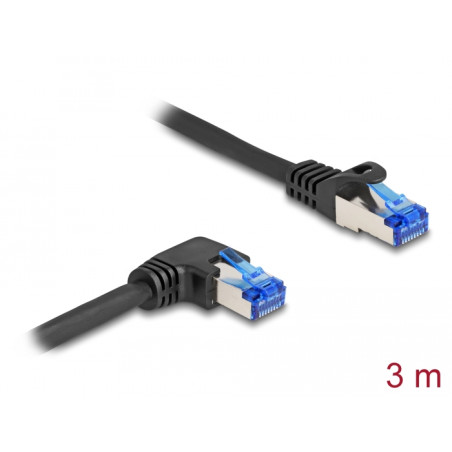 Delock RJ45 Netzwerkkabel Cat.6A S/FTP gerade / rechts gewinkelt 3 m schwarz