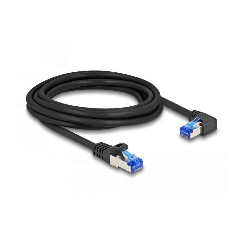 Delock RJ45 Netzwerkkabel Cat.6A S/FTP gerade / rechts gewinkelt 3 m schwarz