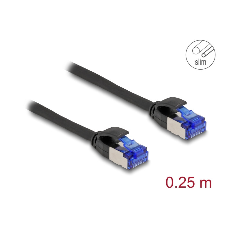 Delock RJ45 Netzwerkkabel Cat.6A S/FTP Slim 0,25 m schwarz