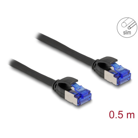 Delock RJ45 Netzwerkkabel Cat.6A S/FTP Slim 0,5 m schwarz