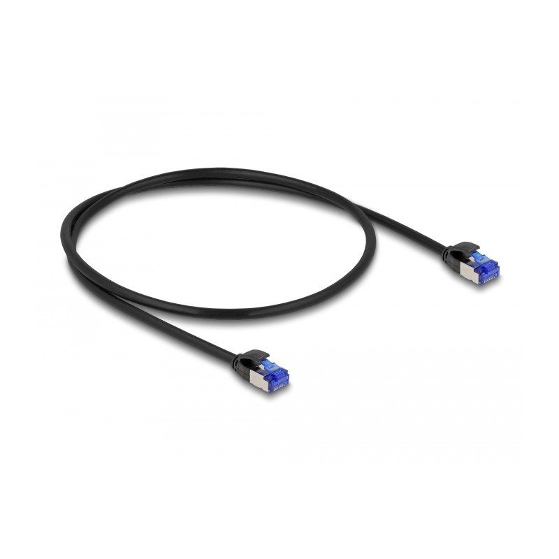 Delock RJ45 Netzwerkkabel Cat.6A S/FTP Slim 0,5 m schwarz