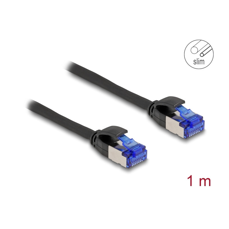 Delock RJ45 Netzwerkkabel Cat.6A S/FTP Slim 1 m schwarz