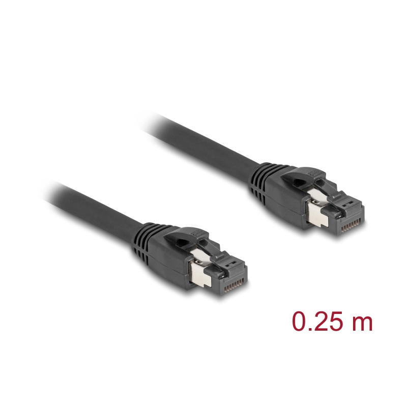 Delock RJ45 Netzwerkkabel Cat.8.1 S/FTP 25 cm bis 40 Gbps schwarz
