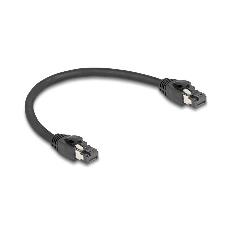 Delock RJ45 Netzwerkkabel Cat.8.1 S/FTP 25 cm bis 40 Gbps schwarz