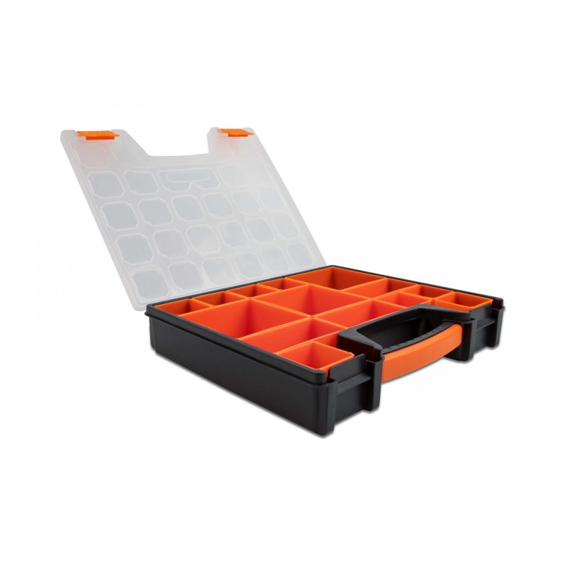 Delock Sortimentsbox mit 14 Fächern 312 x 272 x 60 mm orange / schwarz