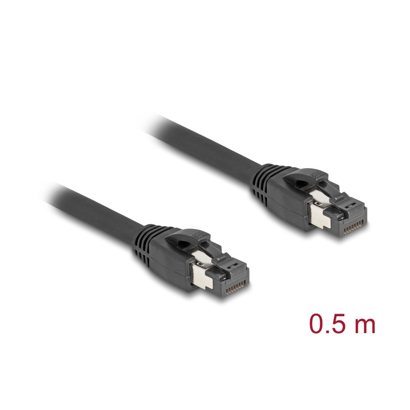 Delock RJ45 Netzwerkkabel Cat.8.1 S/FTP 50 cm bis 40 Gbps schwarz