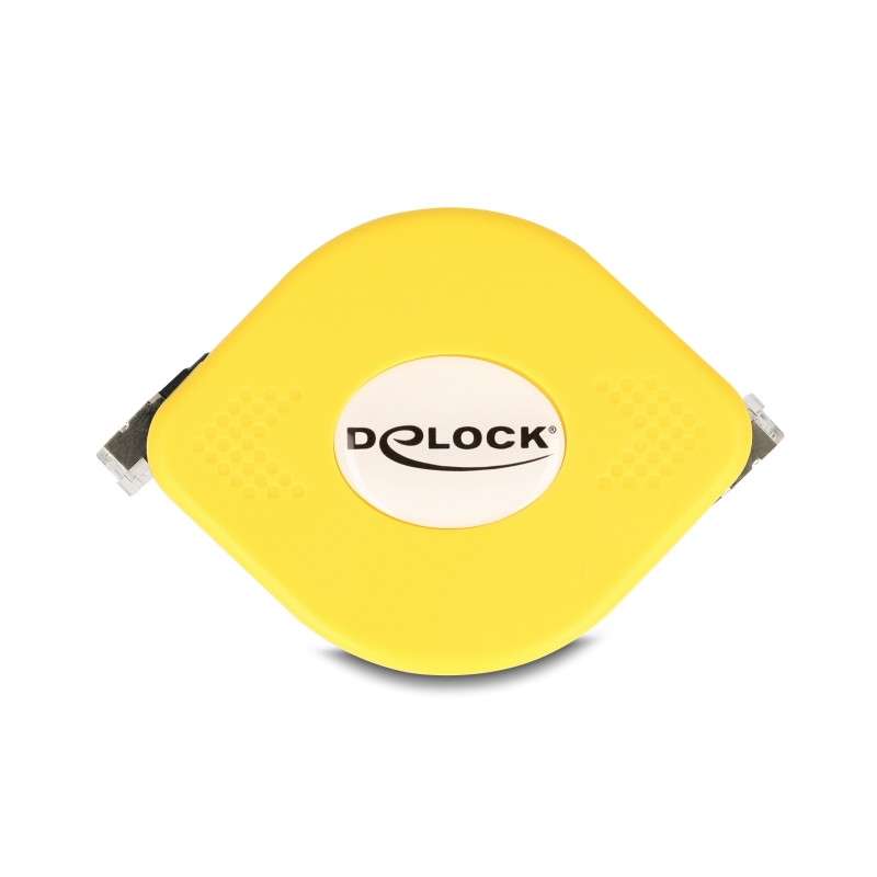 Delock RJ45 Aufrollkabel Cat.6A U/FTP 1,5 m schwarz / gelb