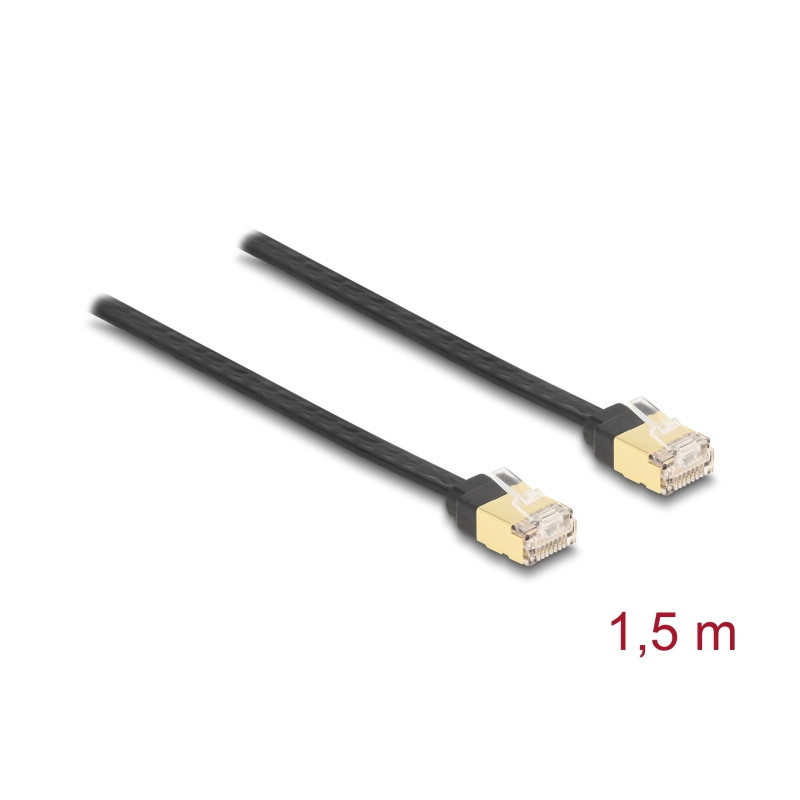 Delock RJ45 Aufrollkabel Cat.6A U/FTP 1,5 m schwarz / gelb
