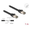 Delock RJ45 Netzwerkkabel Cat.6A U/FTP ultra flexibel mit innerem Metallmantel 1 m schwarz