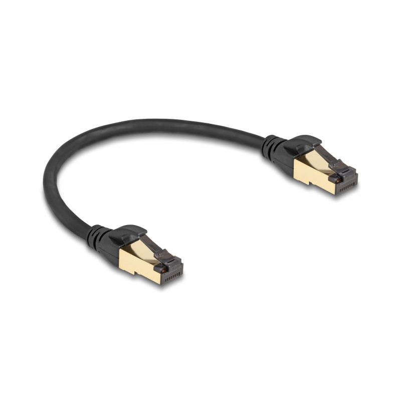 Delock RJ45 Netzwerkkabel Cat.6A Stecker zu Stecker S/FTP schwarz 30 cm mit Cat.7 Rohkabel Industrie und Outdoor tauglich
