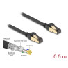 Delock RJ45 Netzwerkkabel Cat.6A Stecker zu Stecker S/FTP schwarz 50 cm mit Cat.7 Rohkabel Industrie und Outdoor tauglich