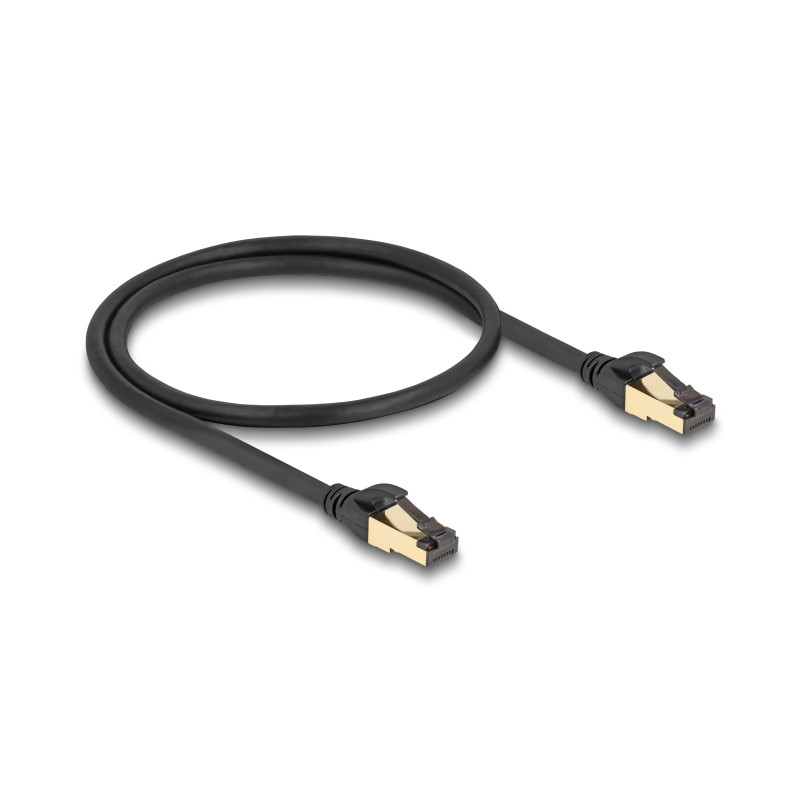 Delock RJ45 Netzwerkkabel Cat.6A Stecker zu Stecker S/FTP schwarz 50 cm mit Cat.7 Rohkabel Industrie und Outdoor tauglich