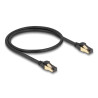Delock RJ45 Netzwerkkabel Cat.6A Stecker zu Stecker S/FTP schwarz 50 cm mit Cat.7 Rohkabel Industrie und Outdoor tauglich