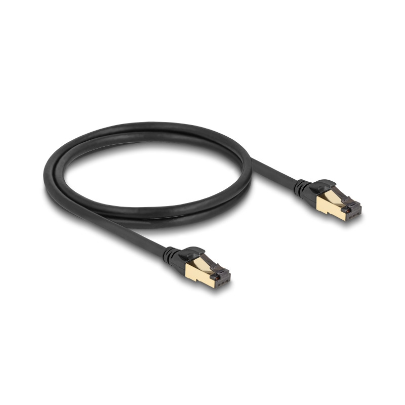 Delock RJ45 Netzwerkkabel Cat.6A Stecker zu Stecker S/FTP schwarz 1 m mit Cat.7 Rohkabel Industrie und Outdoor tauglich