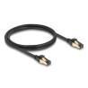 Delock RJ45 Netzwerkkabel Cat.6A Stecker zu Stecker S/FTP schwarz 1 m mit Cat.7 Rohkabel Industrie und Outdoor tauglich