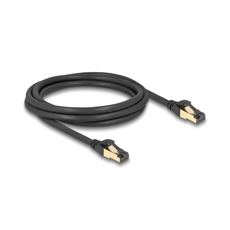Delock RJ45 Netzwerkkabel Cat.6A Stecker zu Stecker S/FTP schwarz 2 m mit Cat.7 Rohkabel Industrie und Outdoor tauglich