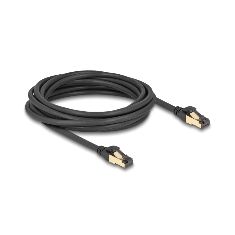 Delock RJ45 Netzwerkkabel Cat.6A Stecker zu Stecker S/FTP schwarz 5 m mit Cat.7 Rohkabel Industrie und Outdoor tauglich