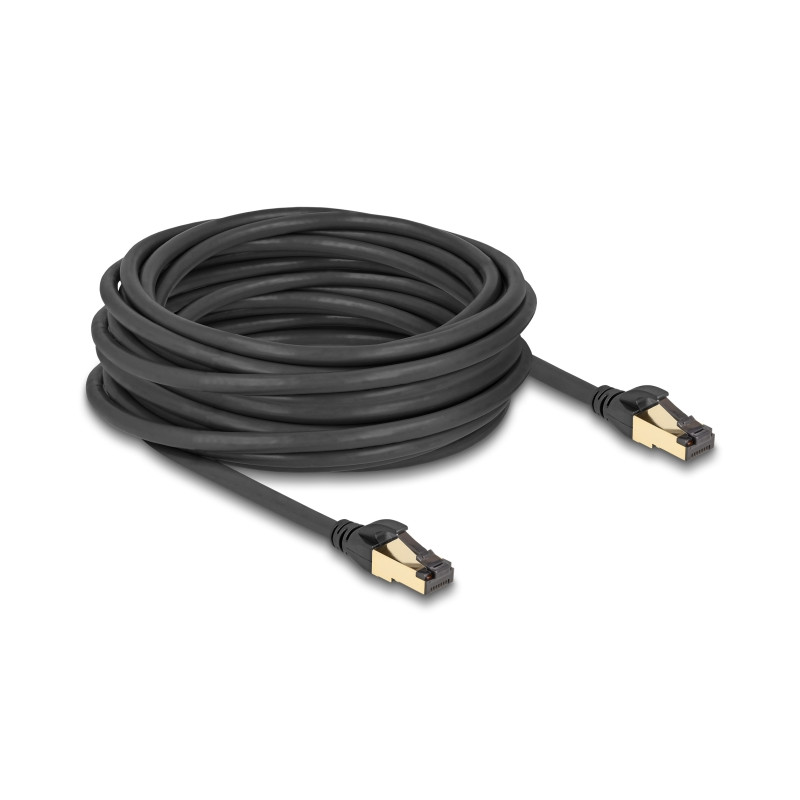 Delock RJ45 Netzwerkkabel Cat.6A Stecker zu Stecker S/FTP schwarz 10 m mit Cat.7 Rohkabel Industrie und Outdoor tauglich