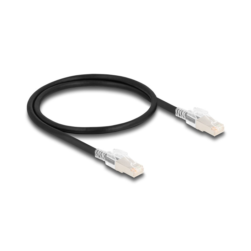 Delock RJ45 Netzwerkkabel Cat.6A S/FTP mit Secure Clips Set 0,5 m schwarz