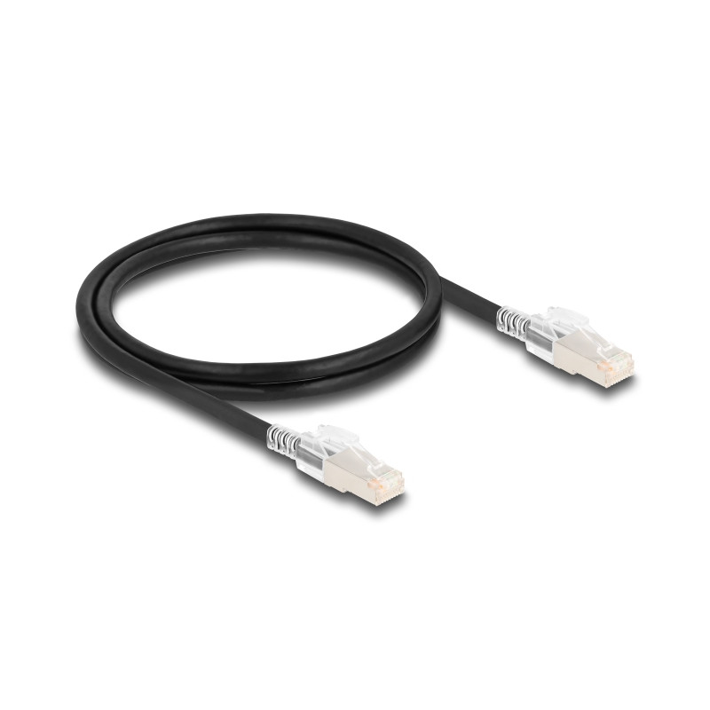 Delock RJ45 Netzwerkkabel Cat.6A S/FTP mit Secure Clips Set 1 m schwarz