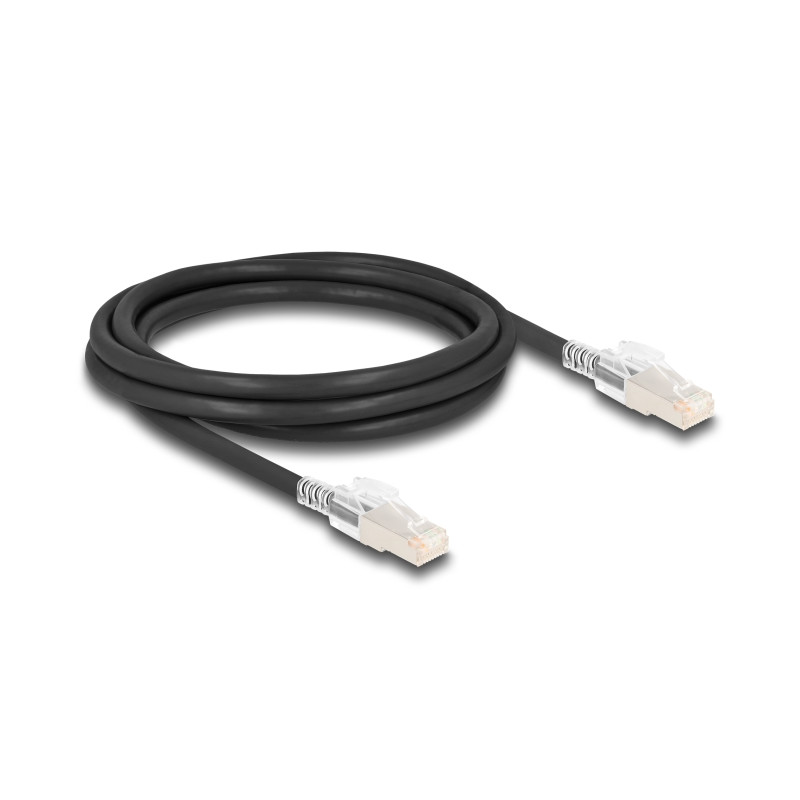Delock RJ45 Netzwerkkabel Cat.6A S/FTP mit Secure Clips Set 2 m schwarz
