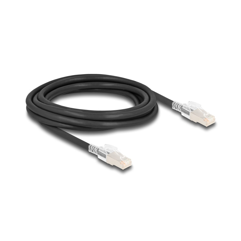 Delock RJ45 Netzwerkkabel Cat.6A S/FTP mit Secure Clips Set 3 m schwarz