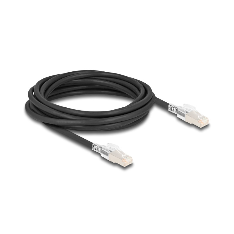 Delock RJ45 Netzwerkkabel Cat.6A S/FTP mit Secure Clips Set 5 m schwarz