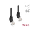 Delock RJ45 Netzwerkkabel Cat.6A S/FTP 45° nach oben gewinkelt 0,25 m schwarz
