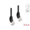Delock RJ45 Netzwerkkabel Cat.6A S/FTP 45° nach oben gewinkelt 0,5 m schwarz