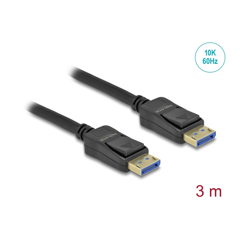 Delock DisplayPort Kabel 10K 60 Hz 54 Gbps Kunststoffgehäuse 3 m
