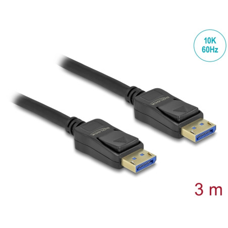 Delock DisplayPort Kabel 10K 60 Hz 54 Gbps Kunststoffgehäuse 3 m