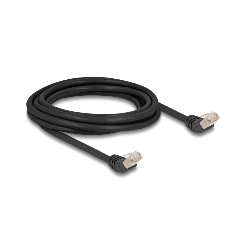 Delock RJ45 Netzwerkkabel Cat.6A S/FTP 45° nach oben gewinkelt 3 m schwarz