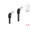 Delock RJ45 Netzwerkkabel Cat.6A S/FTP 45° nach unten gewinkelt 1 m schwarz