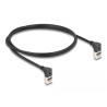 Delock RJ45 Netzwerkkabel Cat.6A S/FTP Slim 90° oben / oben gewinkelt 1 m schwarz