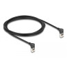 Delock RJ45 Netzwerkkabel Cat.6A S/FTP Slim 90° oben / oben gewinkelt 2 m schwarz