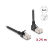 Delock RJ45 Netzwerkkabel Cat.6A S/FTP Slim 90° oben gewinkelt / gerade 0,25 m schwarz