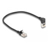Delock RJ45 Netzwerkkabel Cat.6A S/FTP Slim 90° oben gewinkelt / gerade 0,25 m schwarz