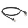 Delock RJ45 Netzwerkkabel Cat.6A S/FTP Slim 90° oben gewinkelt / gerade 1 m schwarz
