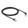 Delock RJ45 Netzwerkkabel Cat.6A S/FTP Slim 90° oben gewinkelt / gerade 2 m schwarz