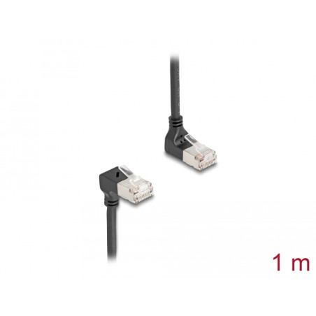 Delock RJ45 Netzwerkkabel Cat.6A S/FTP Slim 90° oben / unten gewinkelt 1 m schwarz