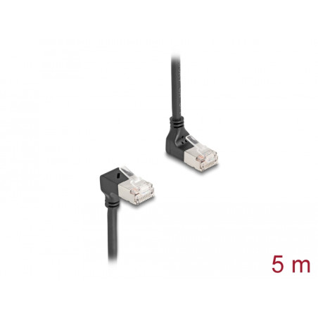 Delock RJ45 Netzwerkkabel Cat.6A S/FTP Slim 90° oben / unten gewinkelt 5 m schwarz