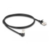 Delock RJ45 Netzwerkkabel Cat.6A S/FTP Slim 90° unten gewinkelt / gerade 1 m schwarz