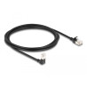 Delock RJ45 Netzwerkkabel Cat.6A S/FTP Slim 90° unten gewinkelt / gerade 2 m schwarz