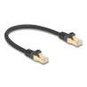 Delock RJ45 Netzwerkkabel mit Geflechtmantel Cat.6A S/FTP Stecker zu Stecker 0,25 m schwarz