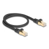 Delock RJ45 Netzwerkkabel mit Geflechtmantel Cat.6A S/FTP Stecker zu Stecker 0,5 m schwarz